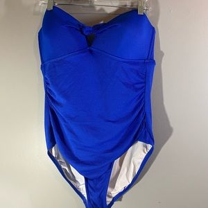 Pique Bandeau Classic One Piece Swimsuit - Blue Xl
